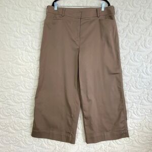 Chicos Brown Pants Wide Leg Crop Trousers Size 3 / 16 Stretch Earth Tone